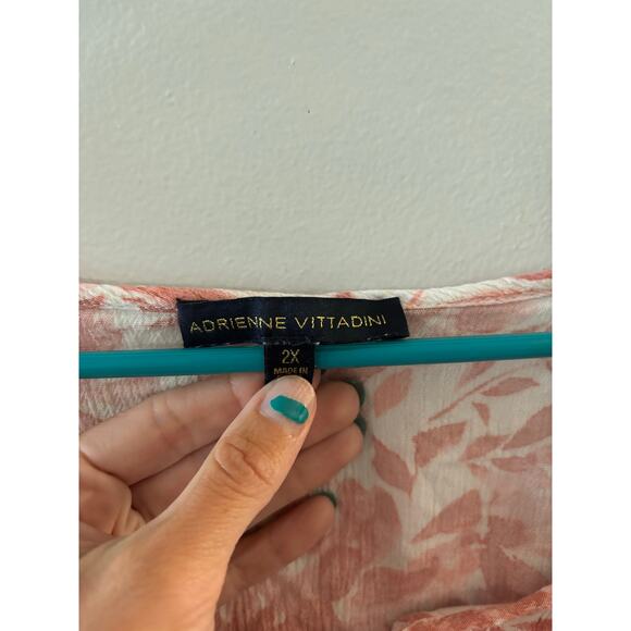 Adrienne Vittadini Womens Floral Blouse Size 2X Pink Cottagecore Boho Peasant - Picture 3 of 7